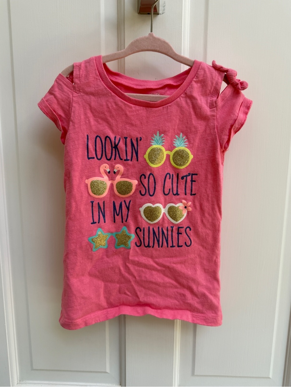 Carter's Girls 4 5 Pink Sunglasses Graphic Short Sleeve Tee Shirt Blouse Top